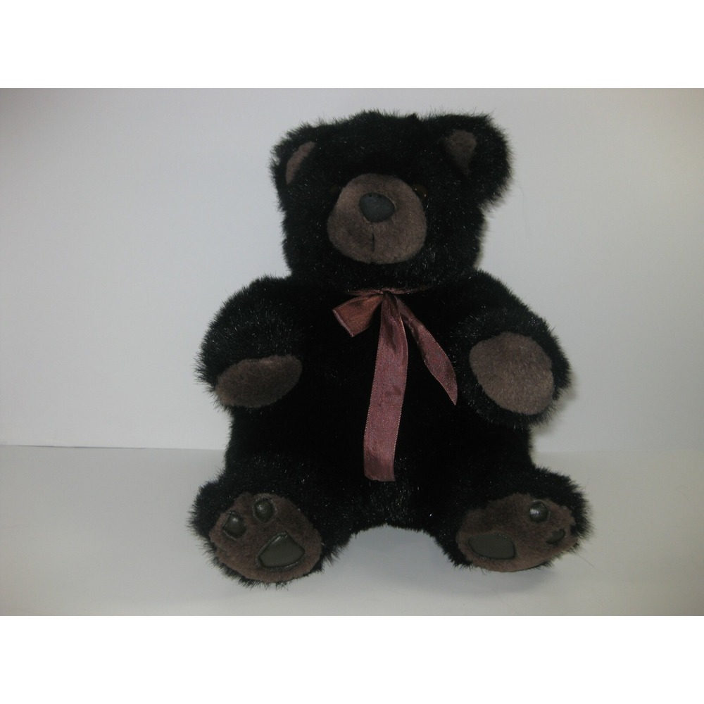 GRIZZLY BEAR The Petting Zoo Plush 13"‎ 1994 Black Teddy Animal Toy RARE VTG